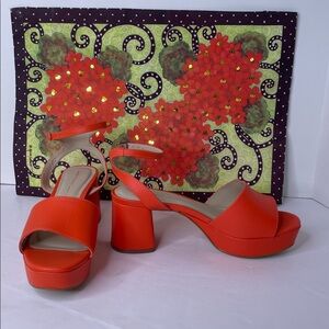 Intentionally Blank Platform Shoes Sandals NWOT Orange Leather Sandals Shoes